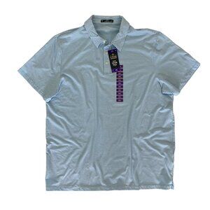 Members Mark Mens Polo XXL Blue Striped Short Sleeve NWT Golf Casual Preppy Reso